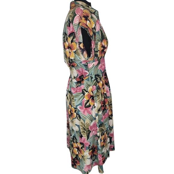 Vintage Sweet Miranda 6P Tropical Floral Dress 80s 90s Shoulder Pads EUC - Picture 3 of 9
